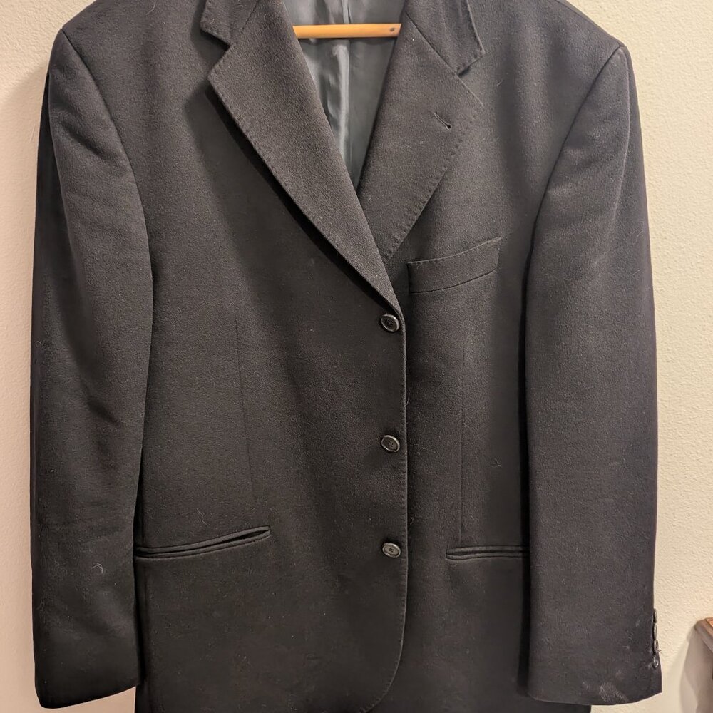 HATHAWAY PLATINUM Mens Sport Coat Blazer Jacket Black 100% Cashmere Italy Sz 38R